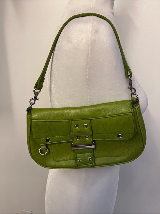Chateau Handbags - Chartreuse & Silver Shoulder Bag Vintage? Small Purse Lime Green Y2K 2000s